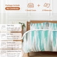thumbnail image 6 of 3 Piece Turquoise Gray Duvet Cover Set Twin Size,Microfiber Comforter/Quilt Cover with Corner Ties and 2 Pillowcases,Farmhouse Abstract Gradient Aesthetic All Season Soft Bedding with Zipper Closure, 6 of 8