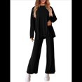 thumbnail image 3 of Conjuntos de Dos Piezas para Mujer, Camisetas de Larga A Juego, Pantalones Anchos y Chándales, Ropa de Otoño. Negro XXL, 3 of 9