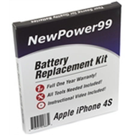 Apple iPhone 4S Battery Replacement Kit with Tools, Video Instructions, Extended Life Battery and Full One Year (Best Battery App For Iphone 4s)