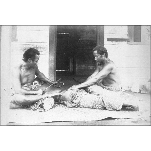 24"x36" Gallery Poster, Samoan tatau - tattooing circa 1895 samoa tattoo