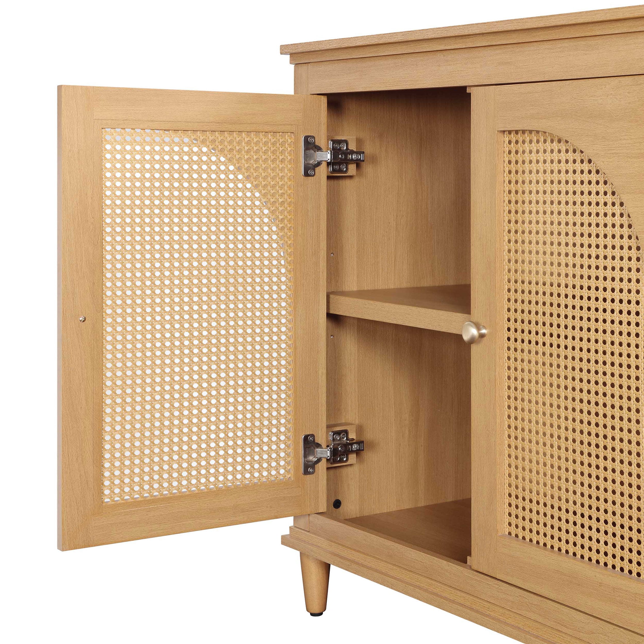 Drew Barrymore Rattan 4-Door Buffet Sideboard, Warm Honey
