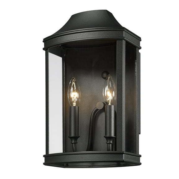 Clarkson Traditional Black Medium Wall Sconce - Outdoor with Clear Shade