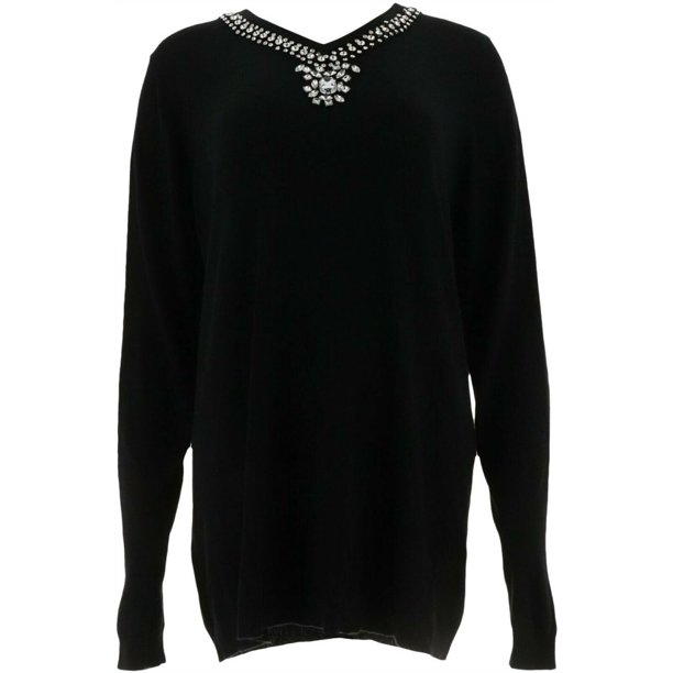 Laurie Felt - Laurie Felt Cashmere Blend Sweater Jeweled Neck Women's ...