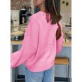 thumbnail image 3 of Women Solid Long Sleeves Round Neck Pullover Women's Casual Long Sleeve Sweater, 3 of 4