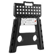 Casafield 13 Folding Step Stool with Handle - Black, Collapsible Foot Stool for Adults