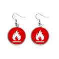 thumbnail image 1 of Fire Red Square Warning Mark Ear Dangle Silver Drop Earring Jewelry Woman, 1 of 3