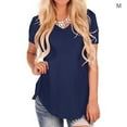thumbnail image 1 of tredstone T-Shirt V Neck Summer Loose Top Solid Color Short Sleeve Woman Top, Dark Blue, M, 1 of 5