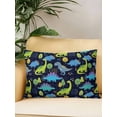 thumbnail image 2 of 1 Pack Outdoor Throw Pillow, Green Blue Dinosaur Waterproof Pillow with Insert Included, Graffiti Trees Animals Modern Art Decorative Accent Cushion Lumbar Pillows for Patio Porch, 12 x 20 In, 2 of 8