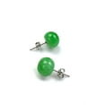 thumbnail image 5 of Green Round Gemstone Stud Earring for Women Men, 10mm, protection prosperity wisdom, 5 of 5