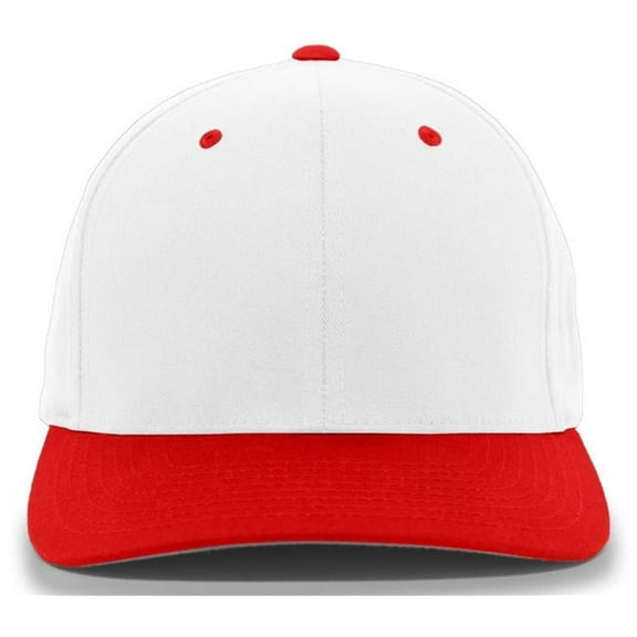 Pacific Headwear 430C.225.S-M Twill Flexfit Cap, White & Red - Small & Medium