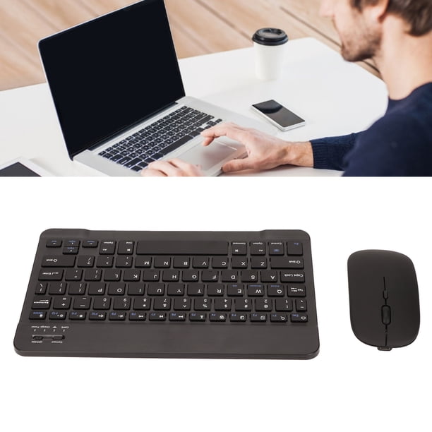 Teclado El Teclado Inalmbrico Mouse 2.4G Dual Modo Portable Portable Silencio de 10 Pulgadas Combo de Mouse de Teclado Negro de 10 Pulgadas