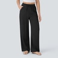 thumbnail image 6 of Yungyresw Womens Wide Leg Palazzo Pants Solid Drawstring Lightweight Baggy Pants Casual Comfort Flowy Women Pants With Pocket Black L, 6 of 6