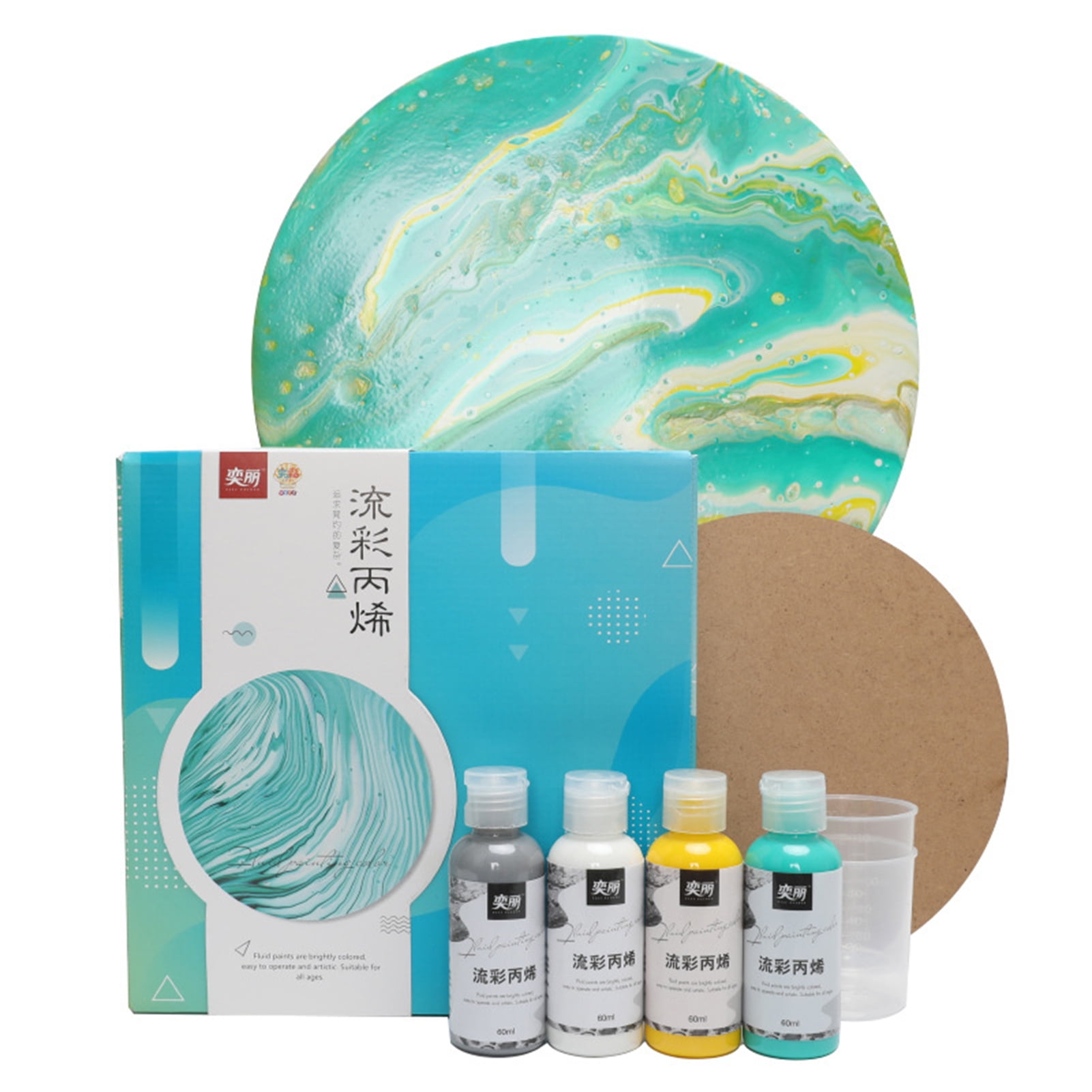 Acrylic Pouring Paint Set of 4 Bottles (2oz/60ml) Bottles High Flow