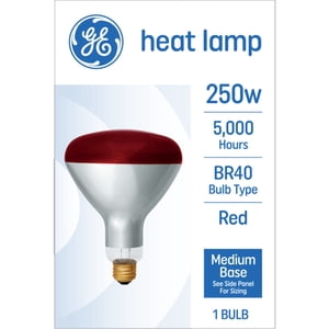 GE 250W Red Incandescent BR40 Heat Lamp Bulb