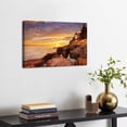 thumbnail image 5 of National Park Lighthouse Canvas Wall Art, Bass Harbor Head Lighthouse Sunset Print, Coastal Ocean Landscape Artwork for Living Room Bedroom, Ready to Hang, 5 of 6
