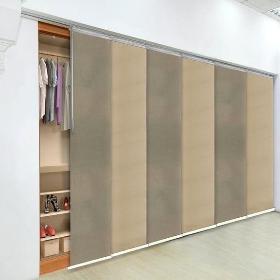 Domovina 6 Panel Track Vertical Blinds, Adjustable 70-130"W x 91.4"H - Fern/Lydos