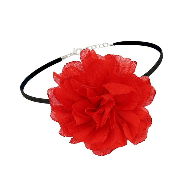 Gargantilla con Flores jinwen Collar con Flores Rojo