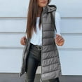 thumbnail image 4 of Puffer Vest Women Winter Warm Long Quilted Sleeveless Jackets with Pockets Lightweight Zip Up Puffy Coat Outerwear Gray 2XL, 4 of 7