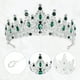 thumbnail image 3 of Tiara de corona de reina de cristal de imitación Unique Bargains Tono plateado verde, 3 of 7