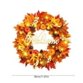 thumbnail image 3 of AYktou Thanksgiving Wreath with LED Light, 12 Inch Fall Wreaths for Front Door, Artificial Maple Leaves Pumpkin Berries Door Hanging Fall Wreath for Porch Outdoor Indoor Wall Window Harvest Decor, 3 of 6
