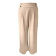 thumbnail image 4 of ZHOUCHANKIDS Women's Wide-Leg Pants Stretch Casual Pants High Waist Flowy Trousers Solid Color Long Pants with Dragging Hem Everyday Comfort Elegant Style Khaki, 4 of 6