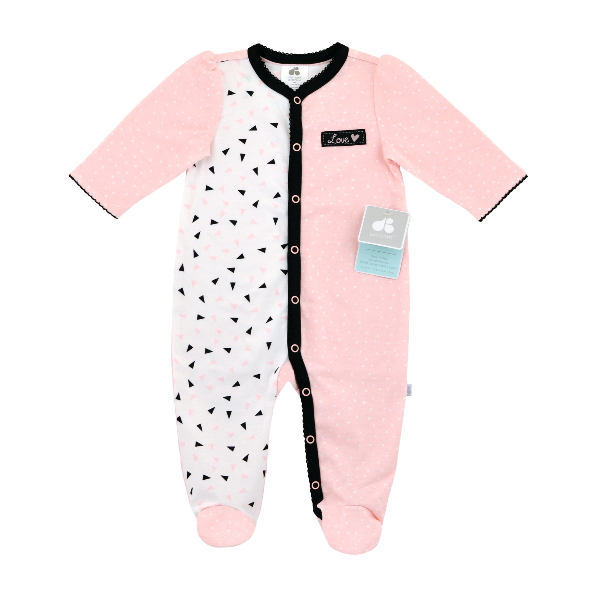 Just Born Newborn Baby Girl Snap Front Sleep N' Play Pajamas Walmart