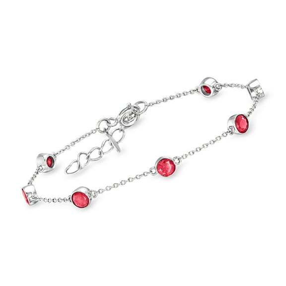Ross-Simons 2.50 ct. t.w. Ruby Station Bracelet in Sterling Silver, Women's, Adult