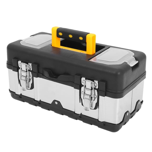 Maleta de acero inoxidable con cerradura, estuche de herramientas multifuncional, caja de suministros de viaje
