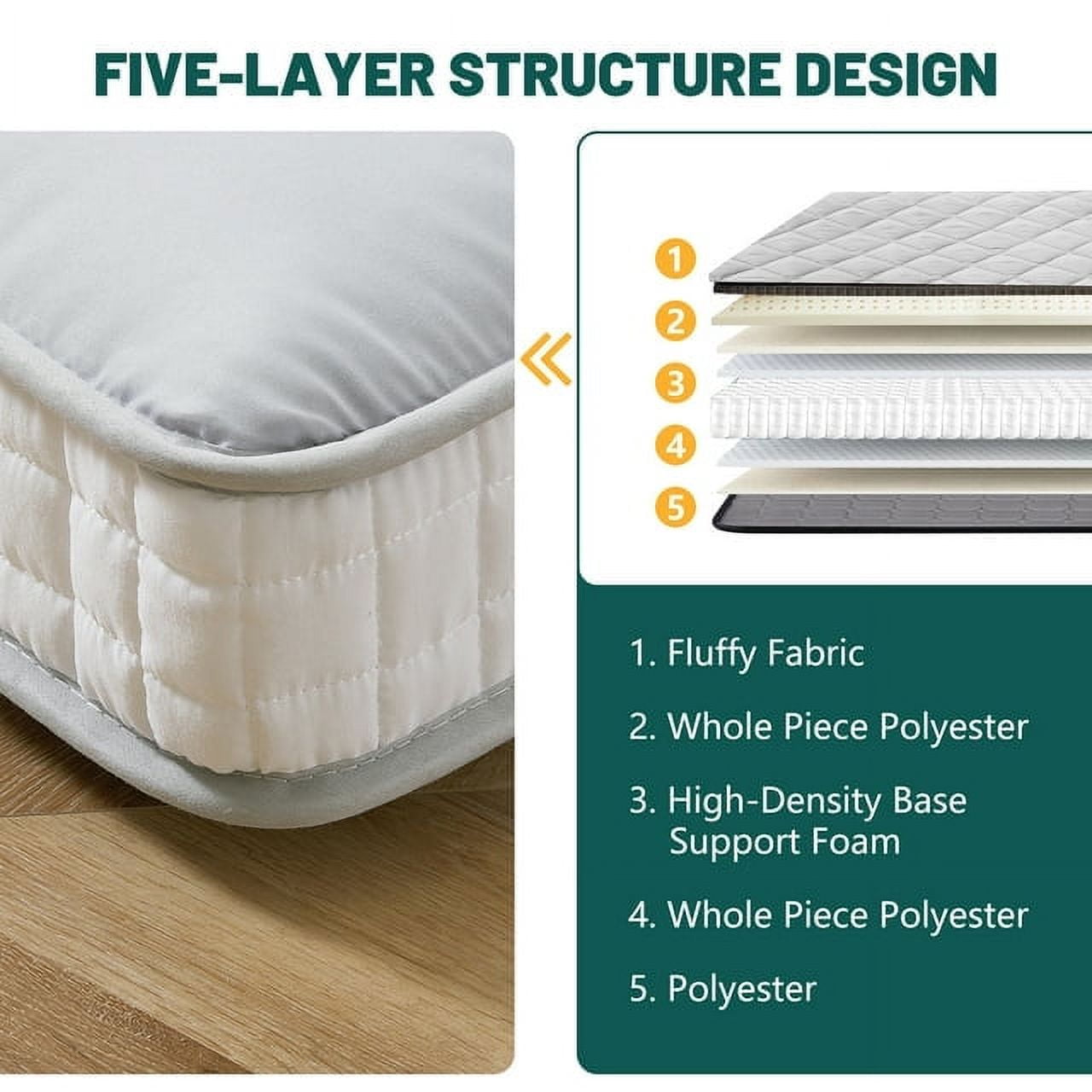ABORON Japanese Floor Mattress Futon Mattress Twin Size, Thicken Tatami Mat Sleeping Pad Foldable Roll Up Mattress Gray