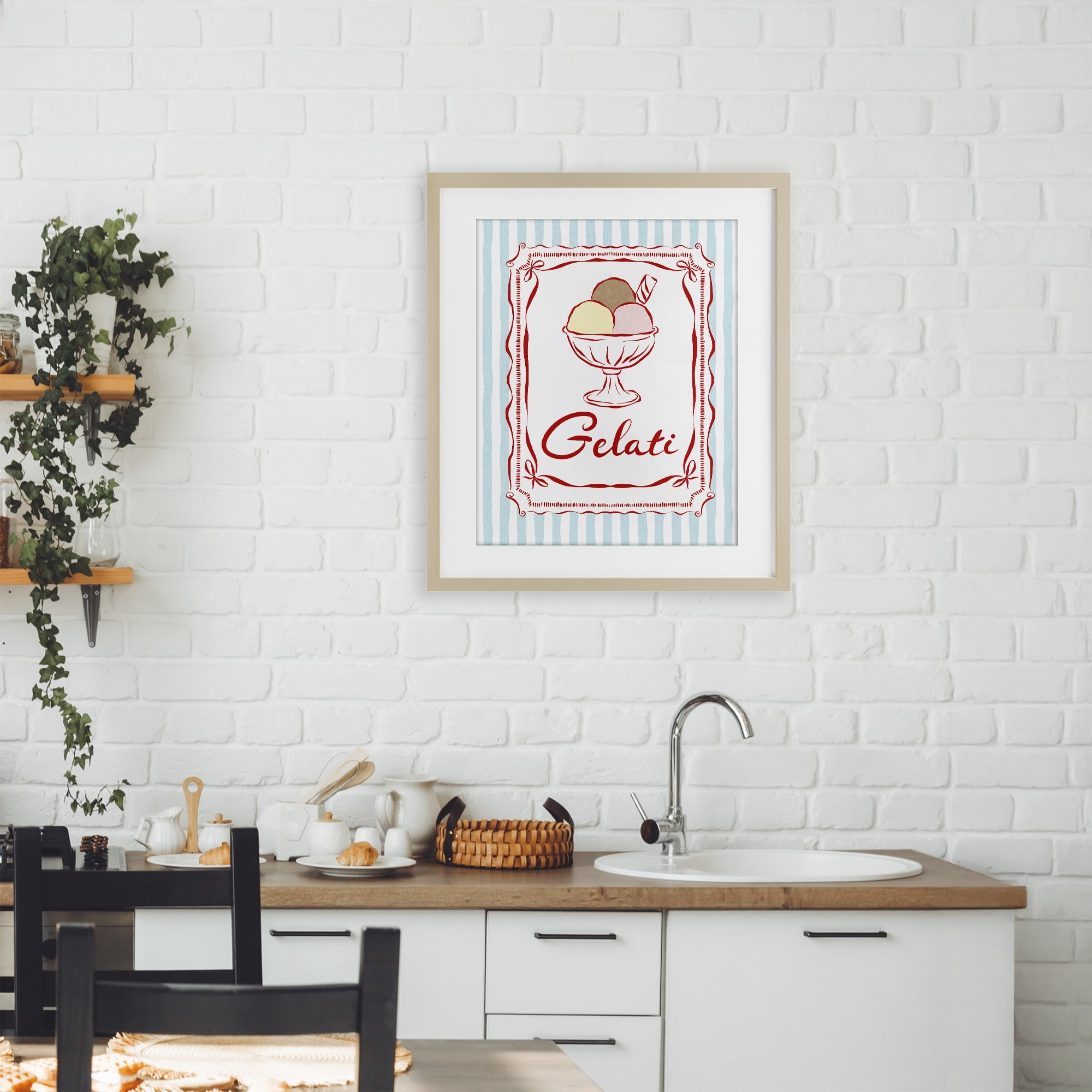 Stupell Industries Italian Summer Gelati Birch Framed Print Under Glass, design by Miriam Wood
