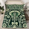 thumbnail image 2 of jejeloiu Gothic Halloween Skeleton Tropical Cactus Colorful Rustic Flower Full Sheet Set,Luxury Children Bedding,4pcs, 2 of 7