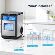 Snowyermine Nugget Ice Maker Countertop, 44 lbs per Day, Soft, Chewable Sonic-Style Pebble Ice, One-Touch Self-Cleaning, Stainless Steel, Silver, for Home, Kitchen, Office, RV and Camping