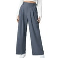 thumbnail image 1 of Pantalones de Traje Anchos para Mujer, Holgados, de Cintura Alta Elástica, Informales, Largos, Color Gris Oscuro, Talla XXL, 1 of 7