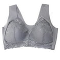 thumbnail image 4 of LAST CLANCE SALE! Women's Push Up Bra Racerback Front Closure Bras Lace Padded Underwire Plunge Floral, Gray, L, 4 of 8
