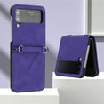 thumbnail image 3 of SaniMore for Samsung Galaxy Z Flip 3 Case, Ultra-Thin PU Leather & Rugged PC Folding Cover Built-in Kickstand & Holder Anti-Scratch Heavy Duty Full Body Protective Shell for Samsung Z Flip 3, Purple, 3 of 6