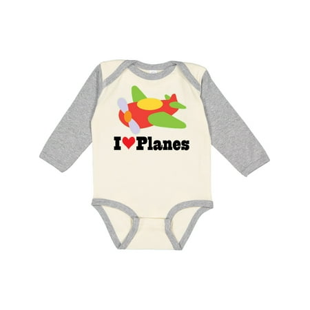 

Inktastic I Love Planes Cute Airplane Gift Baby Boy or Baby Girl Long Sleeve Bodysuit