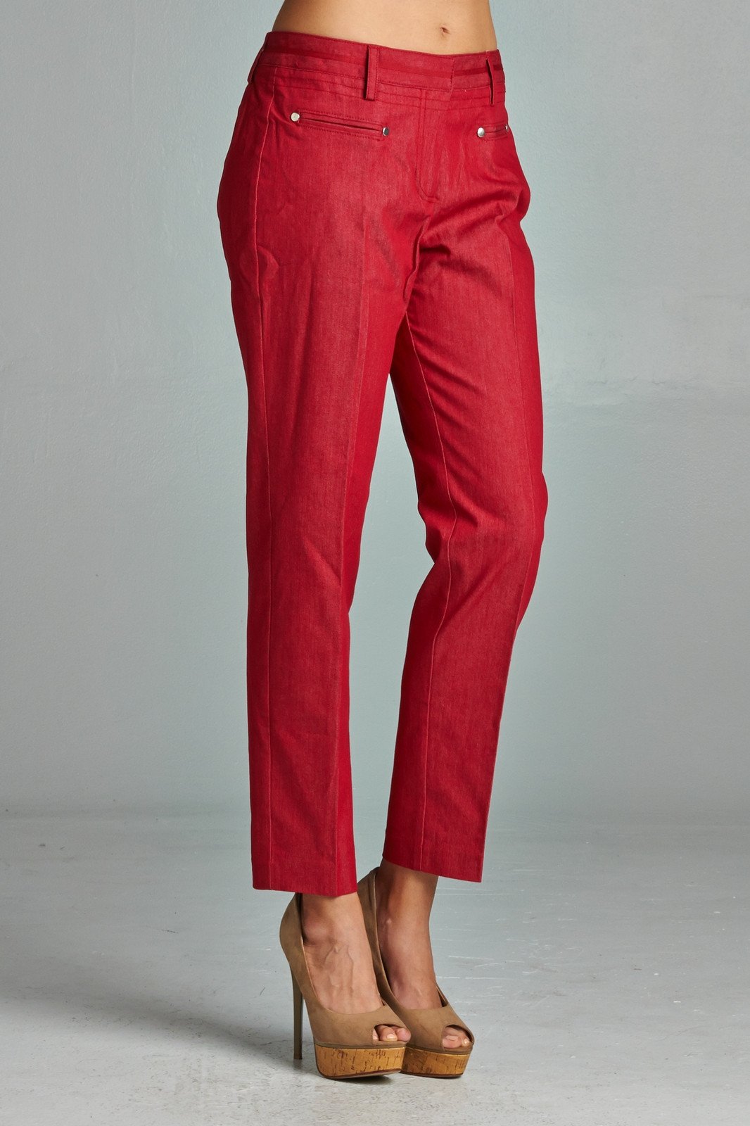 Larry Levine Women's Red Velvet Pants 
