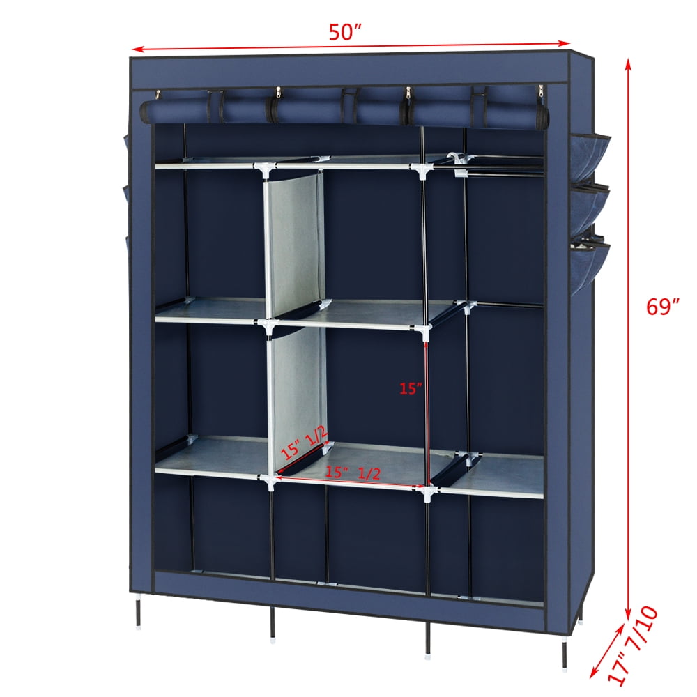 Kepooman 69" High-leg Non-woven Fabric Cloth Wardrobe Organizer, Dark Blue Kepooman 69" High-leg Non-woven Fabric Cloth Wardrobe Organizer, Dark Blue