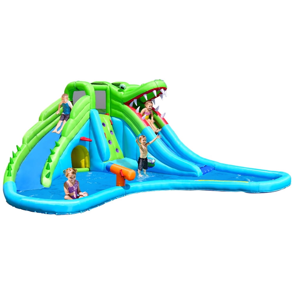 Aimee Lii Crocodile Themed Inflatable Dual Slide Bounce House without Blower, Playhouse for Kids Outdoor Aimee Lii Crocodile Themed Inflatable Dual Slide Bounce House without Blower, Playhouse for Kids Outdoor