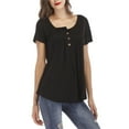 thumbnail image 4 of Womens V Neck Casual Blouse Button Down T Shirts Flare and Flowy Tops, 4 of 6