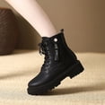 thumbnail image 2 of AVRNLIQ Womens Black Combat Boots Size 37 - Chunky Platform, Side Zipper & Lace-Up, PU Material, Cushioned All-Day Wear, Durable for Daily/Casual Use, 2 of 9