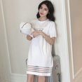 thumbnail image 5 of Summer Dress Casual Short Sleeve Letter Printed Lady Slim Sexy Mesh Patchwork Sheath Mini DressPlus Size, 5 of 6