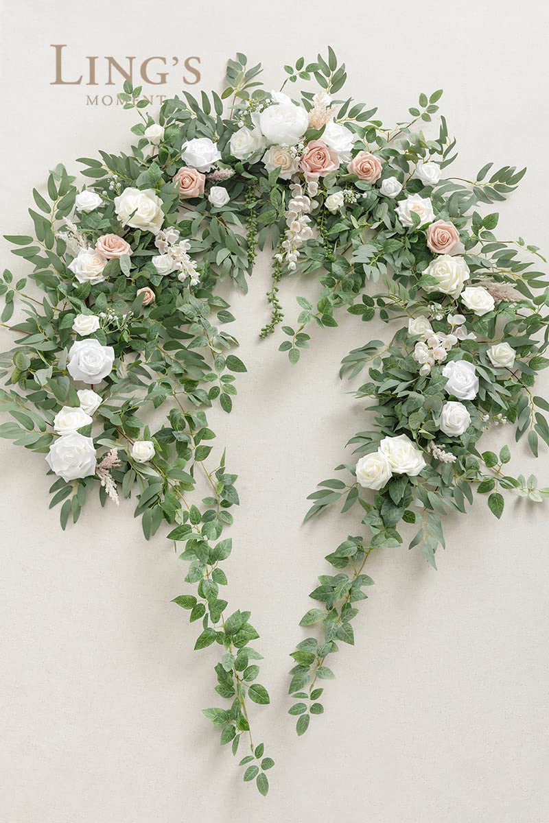 MIMODA 6.5 FT Wedding Arch Flowers Rose Vine Greenery Decorative Wall  Hanging Plant with Vines for Ceremony and Reception Backd＿並行輸入 お得 花、ガーデニング 