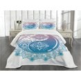 thumbnail image 3 of Ambesonne Peace Quilted Bedspread Set 3 Pcs, Ying Yang Mandala, King Size, Pink Blue, 3 of 5