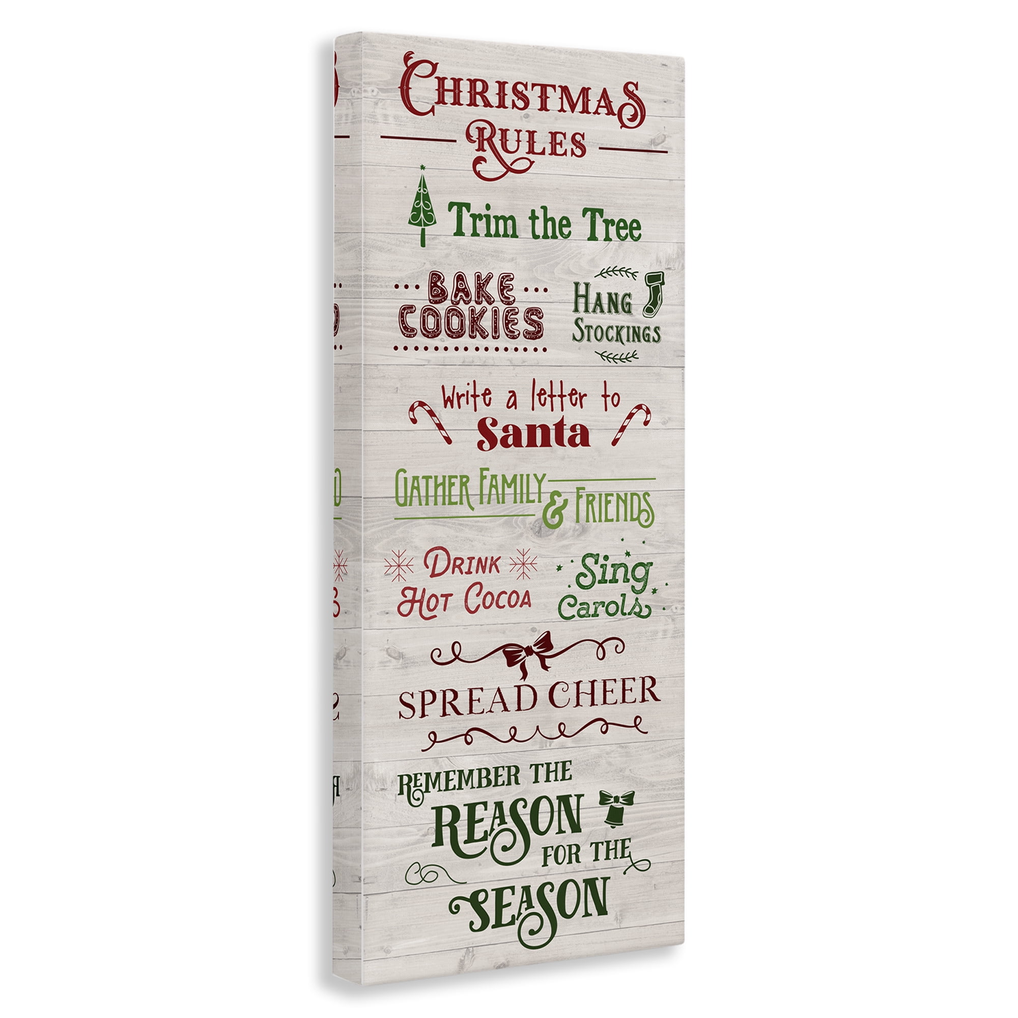 Stupell Industries Rustic Christmas Rules Holiday Painting Gallery Wrapped Canvas Art Prints Wall Art, 17 x 40