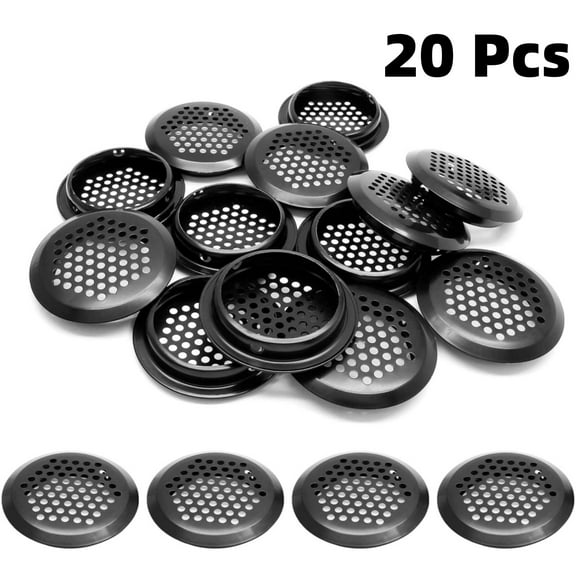 LQQBOX 20Pcs 50mm/1.97" Air Vents Round Soffit Vents, Stainless Steel Circular Soffit Vent Mesh Hole Louver for Kitchen, Bathroom, Cabinet and Wardrobe (Black)