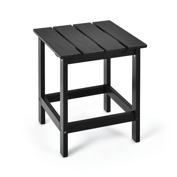 Spaco 15 Inch Patio Square Wooden Slat End Side Coffee Table, Side Table with 4 Strong Legs, Mltifunctional Side Table for Outdoor as Garden, Yard, Black
