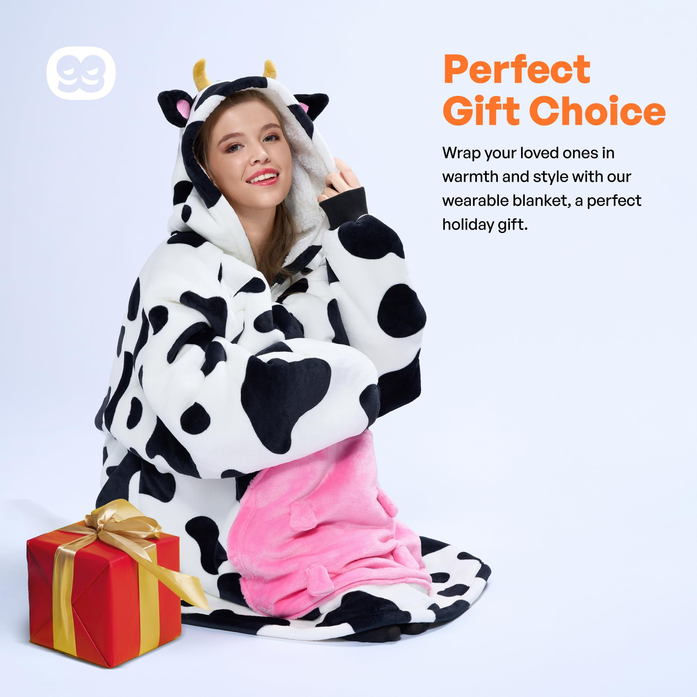 Joyfy Wearable Blanket Hoodie, Long Hooded Blanket Sweatshirt, Oversize Hoodie for Women and Men,Clothing Gift for Women Men Mom Dad,Giant Hood Pocket and Sleeves for Adult