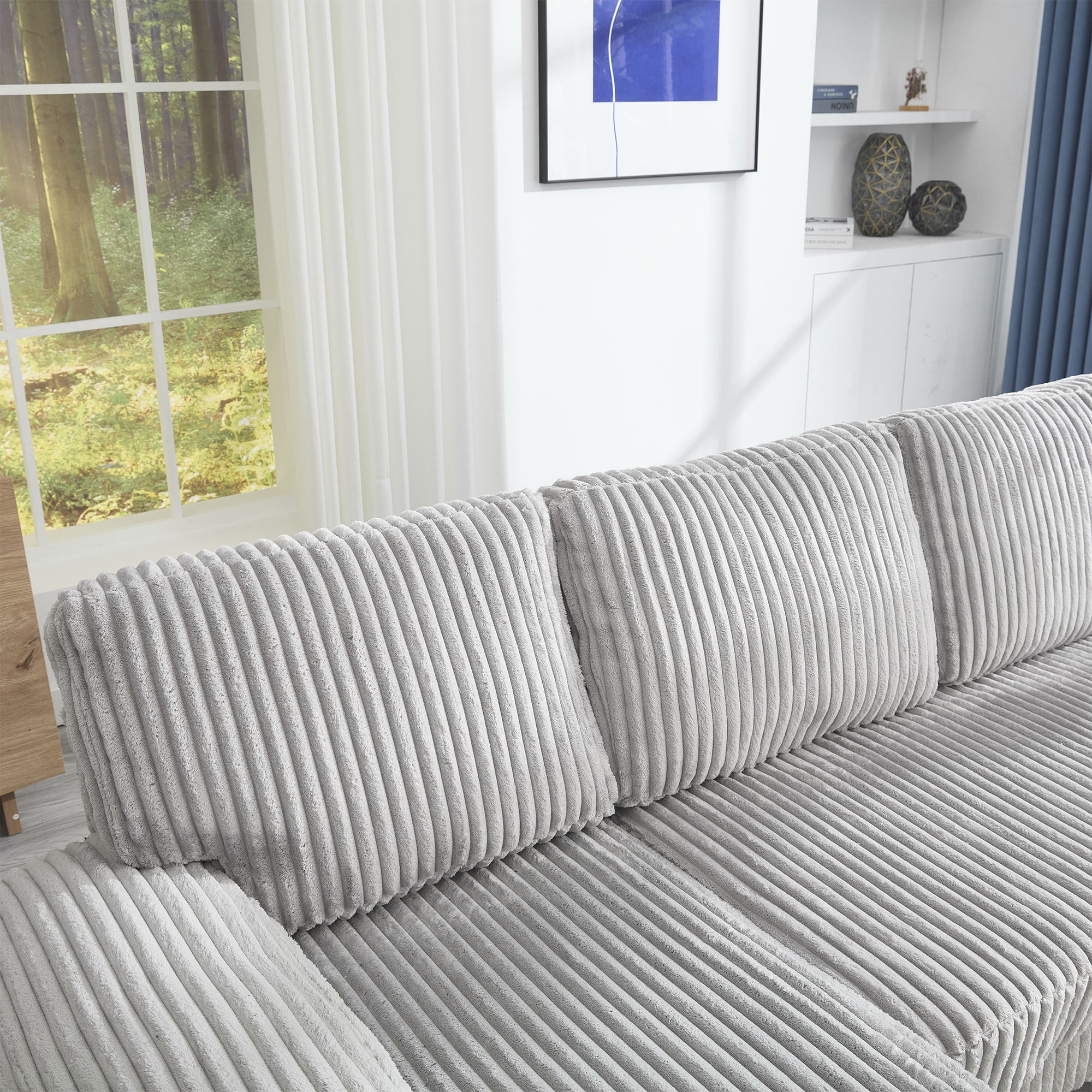 114.2" U-Shaped Sectional Sofa with Double Chaise,Velvet Modern Modular Sofa Couch,4 Seat Oversized Sofa for Living Room,Apartment,Light Gray