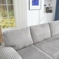 thumbnail image 4 of 114.2" U-Shaped Sectional Sofa with Double Chaise,Velvet Modern Modular Sofa Couch,4 Seat Oversized Sofa for Living Room,Apartment,Light Gray, 4 of 8